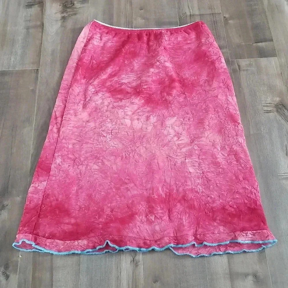 Y2K Pink And Blue  tie dye lettuce Hem  skirt - Picture 4 of 6
